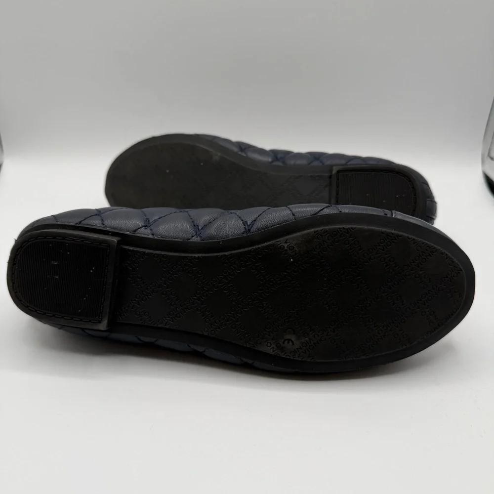 Vionic Desiree Quilted Ballet Flats Navy Patent Cap Toe Comfort Shoes US 7